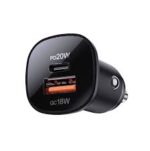 AceFast mini 38W(USB-C+USB-A) dual-port metal car charger BLACK - Image 2