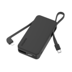 Momax 1-Power Vital+ 10000mAh Battery Pack with Built-in USB-C and Lightning Cable (Black)