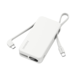 Momax 1-Power Vital+ 10000mAh Battery Pack with Dual Built-in USB-C Cable (White)