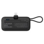 Momax 1-Power Mini 5000mAh Bulit-in foldable lightning Battery pack (Black) - Image 3