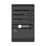 Momax 1-World Plus 70W GaN 3-Ports Built-in USB-C Cable AC Travel Adaptor - Black - Image 3