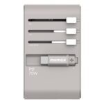 Momax 1-World Plus 70W GaN 3-Ports Built-in USB-C Cable AC Travel Adaptor - Grey - Image 2
