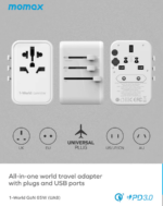 Momax 1-World‚ 65W‚ GaN‚ AC‚ Travel‚ Adaptor‚ White - Image 2
