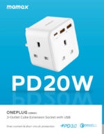Momax OnePlug PD 20W 2A1C 3Outlet Strip White - Image 2