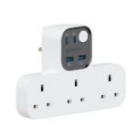 Momax 1-Charge Work Flow T-shaped Extention 3 Socket with USB (White)
