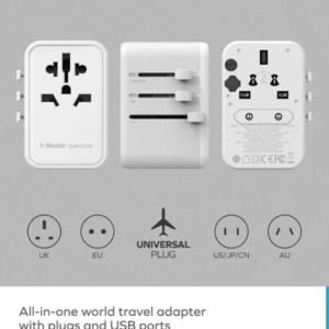 Momax 1-WorldÂ 65WÂ GaNÂ ACÂ TravelÂ AdaptorÂ (DARK GREY) - Image 3