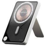 1-Power X Pro Magnetic Wireless Battery Pack (5000mAh) with Stand and Built-in USB-C Cable (White)