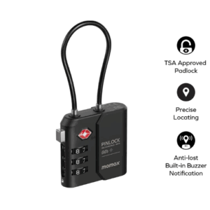 Momax PinLock TSA Padlock Find my locator (Black) - Image 2