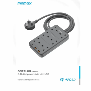 Momax ONEPLUG 6-Outlet Power Strip With USB - Black - Image 4