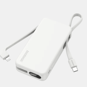 Momax 1-Power Vital+ 10000mAh Battery Pack with Built-in USB-C and Lightning Cable (White) - Image 1