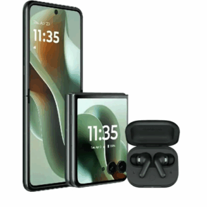 Motorola Moto Razr 60 ultra 5G Phone, 16+512GB DUAL SIM NFC - PANTONE Scarab (green) + Moto Buds+ - Image 1