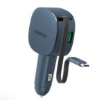 Momax 1-MOVE+ 60W 2-Port Car Charger with Built-in Retractable cable (Grey)