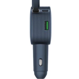 Momax 1-MOVE+ 60W 2-Port Car Charger with Built-in Retractable cable (Grey) - Image 4