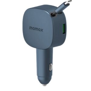 Momax 1-MOVE+ 60W 2-Port Car Charger with Built-in Retractable cable (Grey) - Image 5