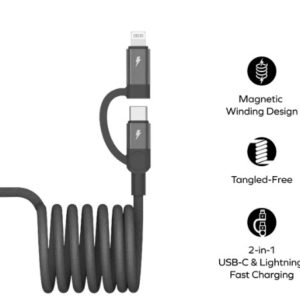 Momax Mag.link USB-C to C & Lightning Magnetic Cable 2m (Black) - Image 7
