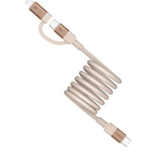 Momax Mag.link USB-C to C & Lightning Magnetic Cable 2m (Desert Titanium) - Image 1