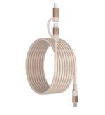 Momax Mag.link USB-C to C & Lightning Magnetic Cable 2m (Desert Titanium) - Image 2