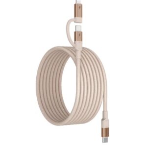 Momax Mag.link USB-C to C & Lightning Magnetic Cable 2m (Desert Titanium) - Image 2