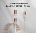 Momax Mag.link USB-C to C & Lightning Magnetic Cable 2m (Desert Titanium) - Image 5