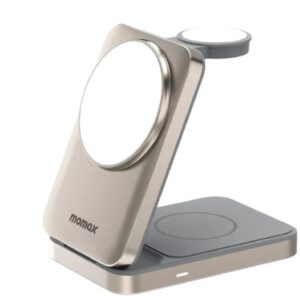 Momax 1-Charge Q.Port Qi2 3-in-1 Magnetic Wireless Charging Stand (Titanium) - Image 1