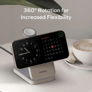 Momax 1-Charge Q.Port Qi2 3-in-1 Magnetic Wireless Charging Stand (Titanium) - Image 10