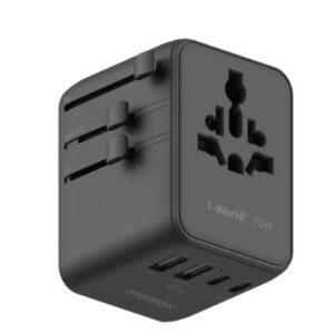 Momax 1-World² 5-Port Mini Universal Travel GaN Charger 70W with Dual AC (Black) - Image 2