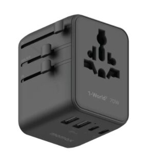 Momax 1-World² 5-Port Mini Universal Travel GaN Charger 70W with Dual AC (Black) - Image 1