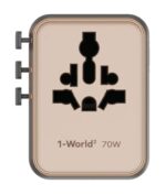 Momax 1-World² 5-Port Mini Universal Travel GaN Charger 70W with Dual AC (Desert Titanium) - Image 2