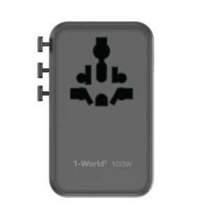 Momax 1-World² Universal 4-Port Travel GaN Charger 100W with Dual AC (Black) - Image 7
