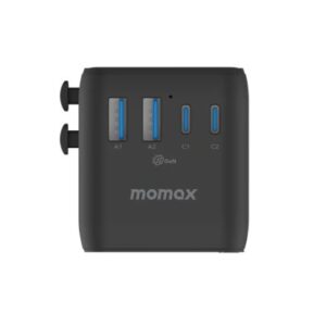 Momax 1-World² Universal 4-Port Travel GaN Charger 100W with Dual AC (Black) - Image 2