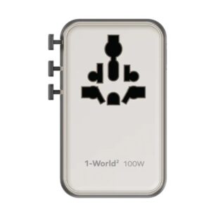 Momax 1-World² Universal 4-Port Travel GaN Charger 100W with Dual AC (Titanium) - Image 2