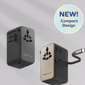 Momax 1-World²⁺ 4-Port Mini Universal Travel GaN Charger with Built-In Retractable Cable 100W with Dual AC (Titanium) - Image 7