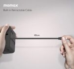 Momax 1-World²⁺ 4-Port Mini Universal Travel GaN Charger with Built-In Retractable Cable 100W with Dual AC (Titanium) - Image 6