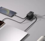 Momax 1-World²⁺ 4-Port Mini Universal Travel GaN Charger with Built-In Retractable Cable 100W with Dual AC (Titanium) - Image 4