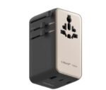 Momax 1-World²⁺ 4-Port Mini Universal Travel GaN Charger with Built-In Retractable Cable 100W with Dual AC (Titanium)