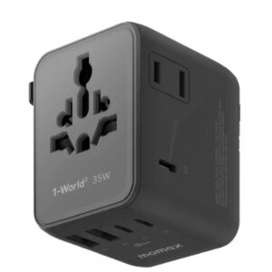 Momax 1-World² 5-Port Mini Travel GaN Charger 35W with Dual AC (Black) - Image 9