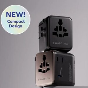 Momax 1-World² 5-Port Mini Travel GaN Charger 35W with Dual AC (Desert Titanium) - Image 4