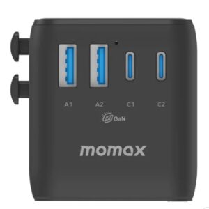 Momax 1-World² 5-Port Mini Travel GaN Charger 35W with Dual AC (Black) - Image 4