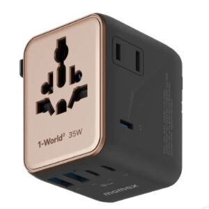 Momax 1-World² 5-Port Mini Travel GaN Charger 35W with Dual AC (Desert Titanium) - Image 2