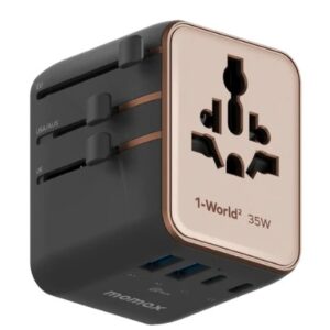 Momax 1-World² 5-Port Mini Travel GaN Charger 35W with Dual AC (Desert Titanium) - Image 1
