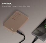 Momax 1-Power F.Pass⁺ 10000mAh Magnetic Battery Pack with Built-in Cable (Desert Titanium) - Image 7