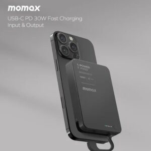 Momax 1-Power F.Pass⁺ 10000mAh Magnetic Battery Pack with Built-in Cable (Black) - Image 5