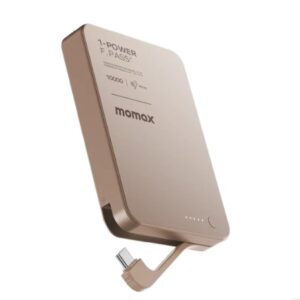 Momax 1-Power F.Pass⁺ 10000mAh Magnetic Battery Pack with Built-in Cable (Desert Titanium) - Image 1