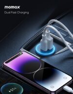 Momax MoVe 30W Dual-Port Car Charger (Grey) - Image 3