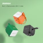 Momax 1-Charge+ 1-Port GaN 35W charger with Retractable USB-C Cable (Orange) - Image 11