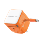 Momax 1-Charge+ 1-Port GaN 35W charger with Retractable USB-C Cable (Orange)