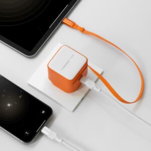 Momax 1-Charge+ 1-Port GaN 35W charger with Retractable USB-C Cable (Orange) - Image 5
