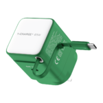 Momax 1-Charge+ 1-Port GaN 65W charger with Retractable USB-C Cable (Green)