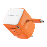 Momax 1-Charge+ 1-Port GaN 65W charger with Retractable USB-C Cable (Orange)