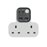 Momax 1-Charge Work Flow T-shaped Extention 2 Socket with USB (White)